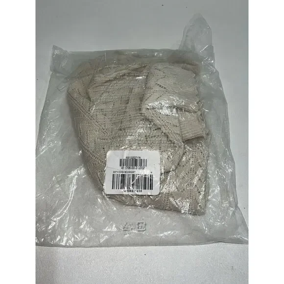 NWT! Gap × DÔEN Linen-Blend Pointelle Sweater MEDIUM Chine Beige $80 sold out - Picture 7 of 9